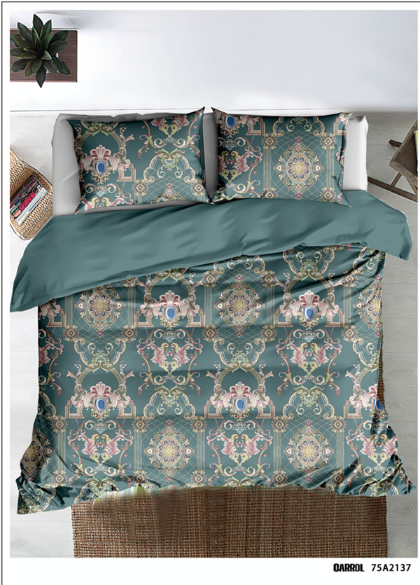 lenjerie pat imprimata 75A2137 Lenjerie pat Luxury Green ultra soft - Lenjerii de pat premium