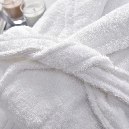 Halat de baie hotelier alb, model Velour bumbac - PREMIUM - Imagine 3