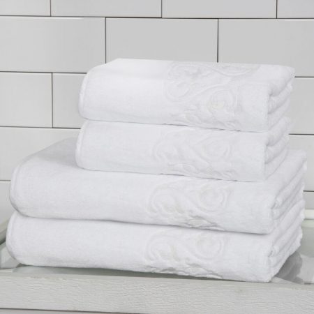 Medallion prosoape luxury 650 gr/mp albe Set 4 Prosoape de Baie Medallion Embroidery LUX 650gr/mp Extra SOFT - Albe - Imagine 5