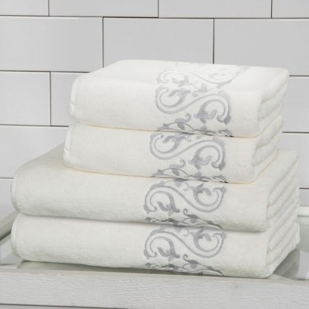 Medallion prosoape luxury 650 gr/mp bleu Set 4 Prosoape de Baie Medallion Embroidery LUX 650gr/mp Extra SOFT - Albe - Imagine 4