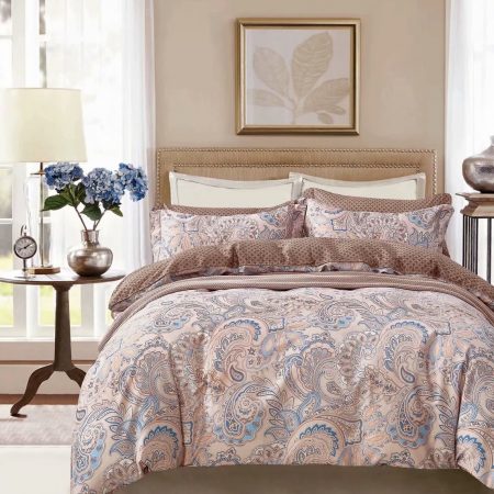Lenjerie de pat Aster Blue 100% bumbac satinat - Lenjerii colorate
