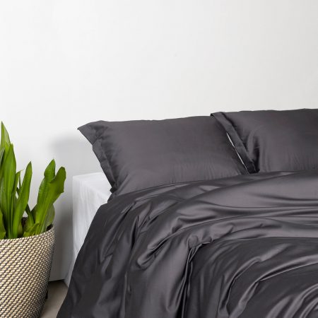 Lenjerie de pat Satin Anthracite 100% bumbac, densitate 300TC - Premium - Imagine 4