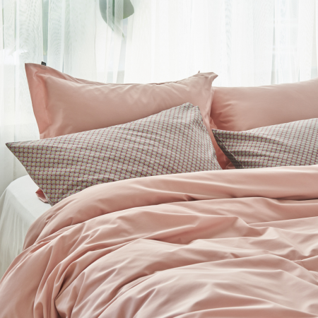 Lenjerie de pat Satin Dust Pink 100% bumbac, densitate 300TC - Premium - Imagine 3