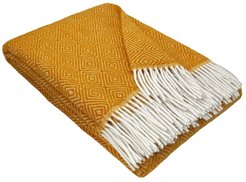 patura lana virgina mustard Pătură lână VIRGINĂ - Tirol Light Mustard - Pături MERINO