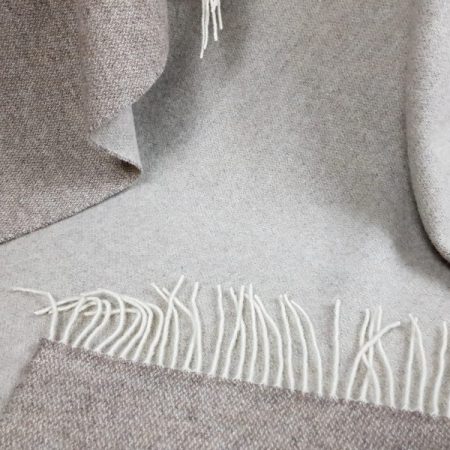 Pătură 90% lână merino și 10% cașmir cu două fețe - Faro Lux Brown Beige - Imagine 3