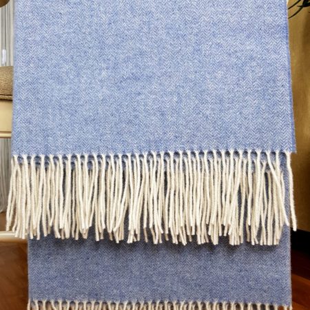 Pătură 90% lână merino și 10% cașmir - Faro Lux Light Blue - Imagine 3