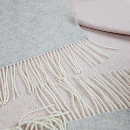 Pătură 90% lână merino și 10% cașmir cu două fețe - Faro Lux Pink Gray - Imagine 3