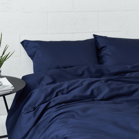 Lenjerie de pat Satin Navy 100% bumbac, densitate 300TC - Premium - Imagine 3