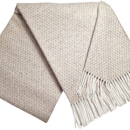 Pătură 90% lână merino și 10% cașmir - Faro Lux Beige (Bonbon) - Imagine 2